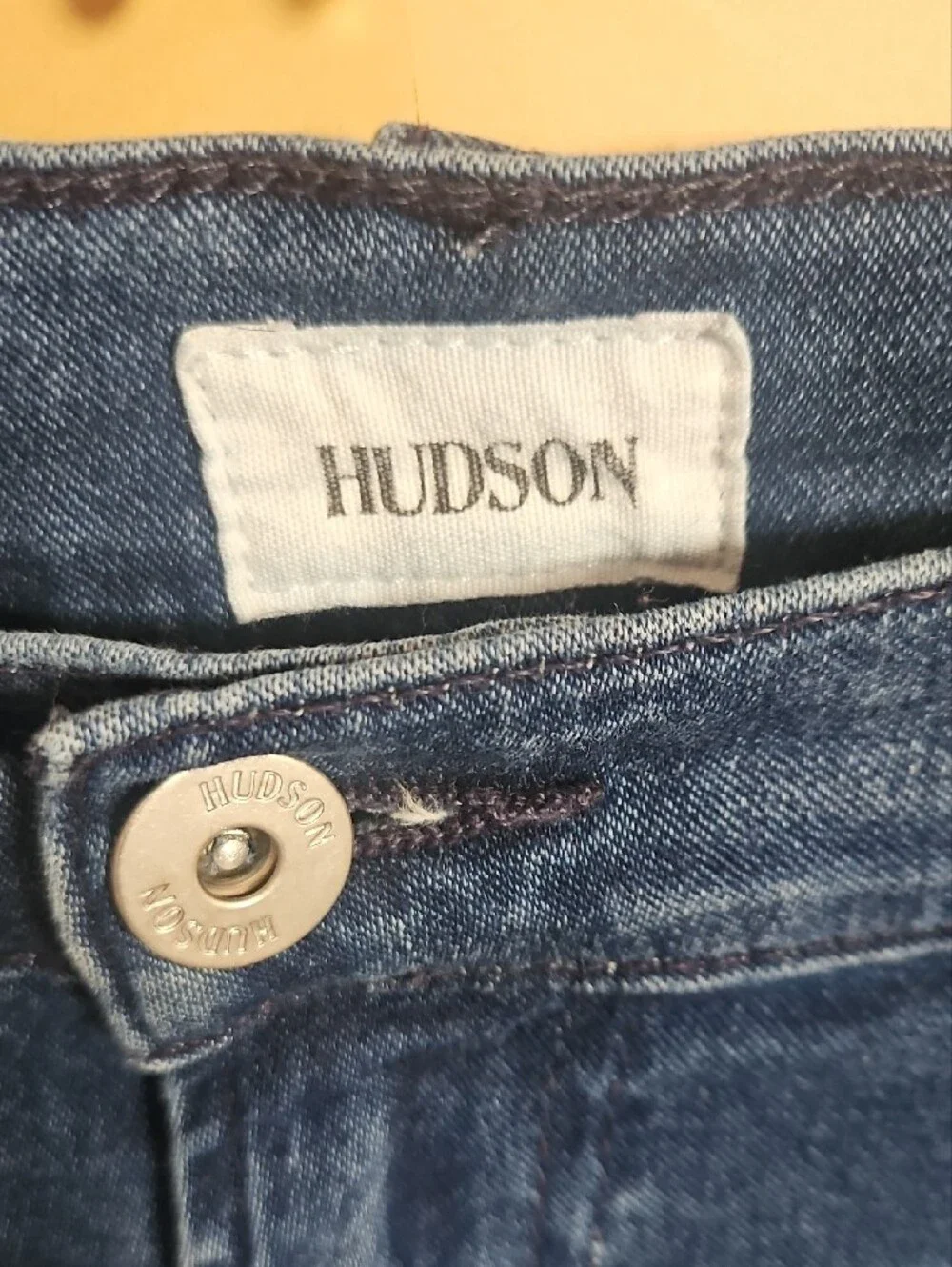 Hudson Byron Straight Jeans in Dark Blue Stretch Denim - Size 34